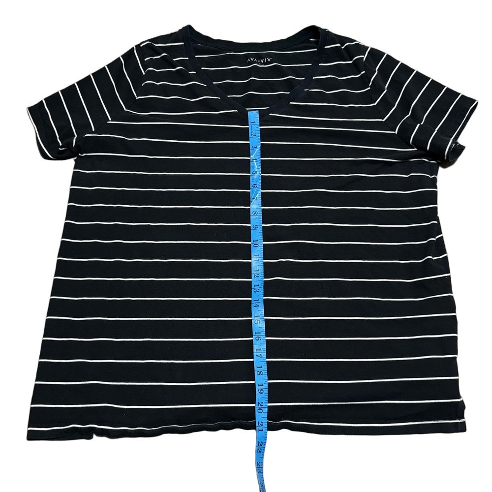 Ava & Viv Black White Stripes Cotton Spandex Casual Short Sleeves Women’s 3X - Picture 3 of 9
